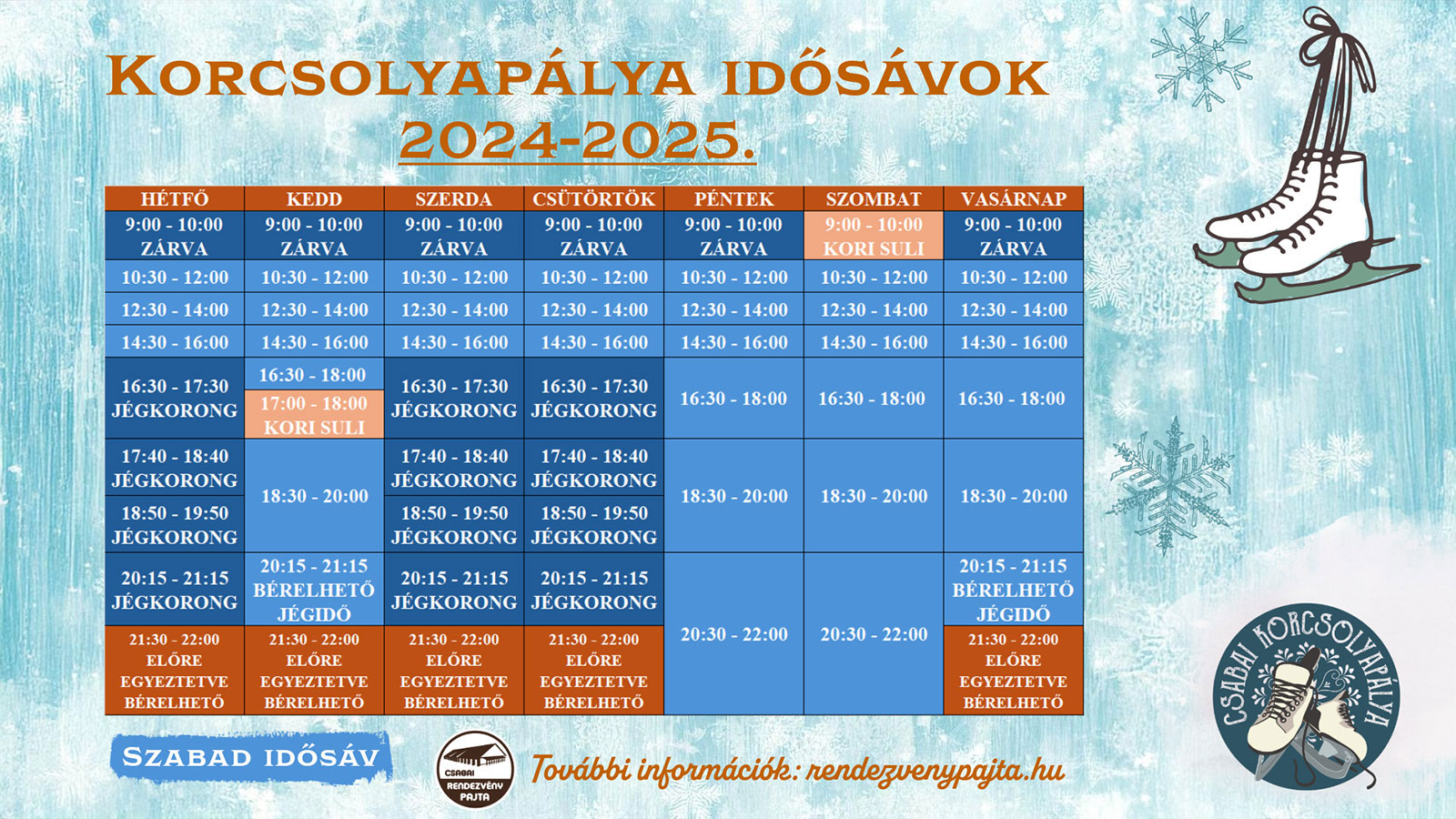 Megnyitja kapuit a Csabai Rendezvénypajta korcsolyapályája!